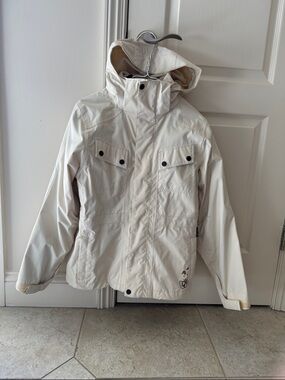 Burton Cream/Brown Hooded Ski Snow Jacket